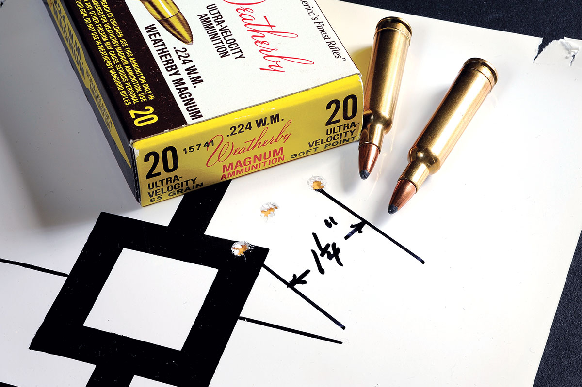 Weatherby factory loads have never grouped as well as handloads in Stan’s rifle but have shot well enough for eastern ’chuck hunting, during which it’s rare to get more than one shot.